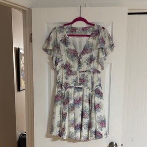 Reiss White and Purple Floral Mini Dress